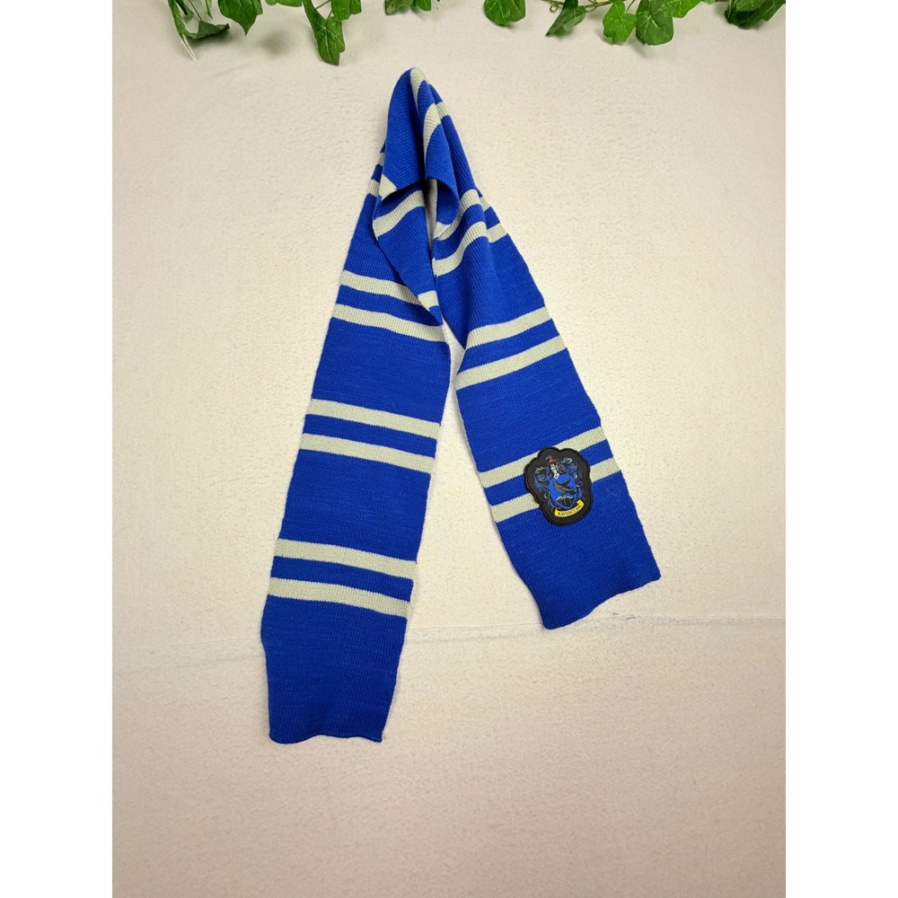 Harry Potter Ravenclaw Scarf BlueSilver StripedKnit HouseCrest Cosplay Accessory